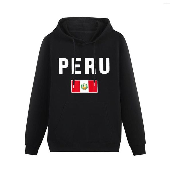Moletons masculinos masculinos femininos Peruvian Flag Peruvian Country Map Hoodie Pullover Thick Hip Hop Hooded Sweatshirt Cotton Unisex