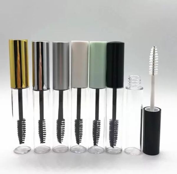 10 ml leere Mascara-Flasche, Behälterrohr mit Wimpernstab-Bürste, runde Wimpernflaschen, PETG, klar, leert Mascara-Verpackung