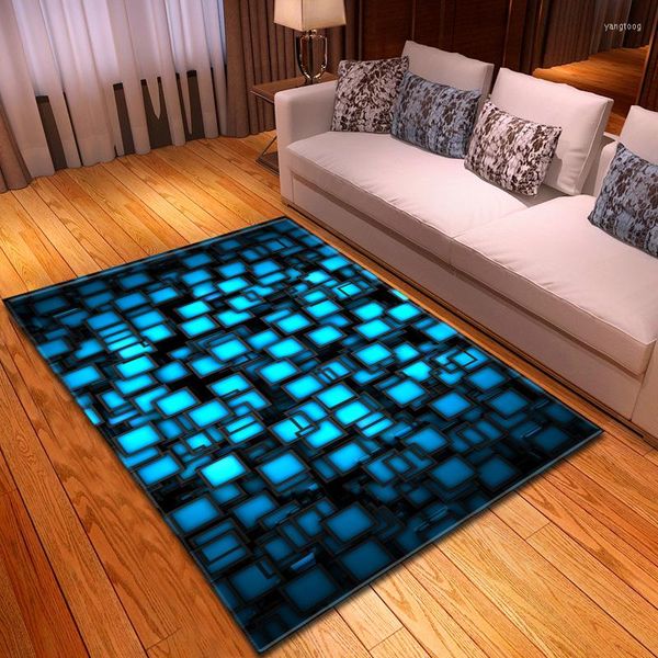 Tapetes de tapetes 3d quadrado grande tapete para sala de estar e quarto tapetes azul Sytle crianças quartos garoto sofá piso tapete decoração de casa personalizada