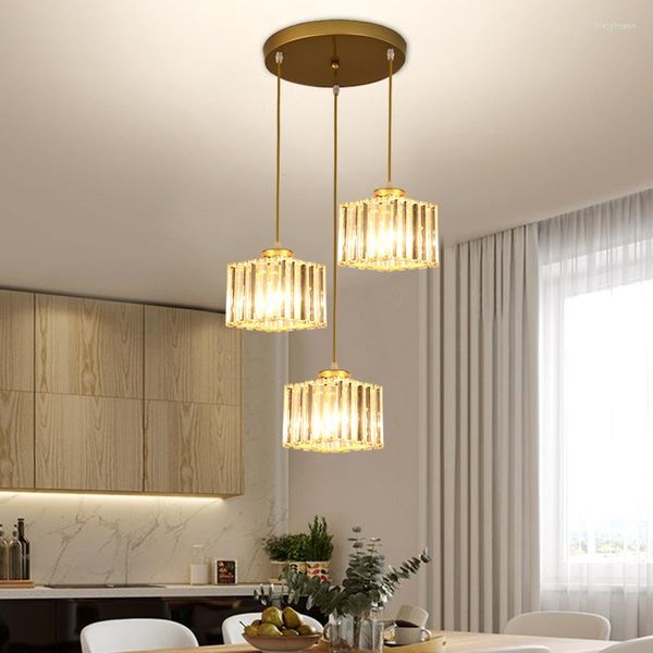 Lampade a sospensione Nordic Restaurant Bar Counter Studio Creative Light Luxury Post-modern Atmosphere Crystal Dining Room Lights LX101502