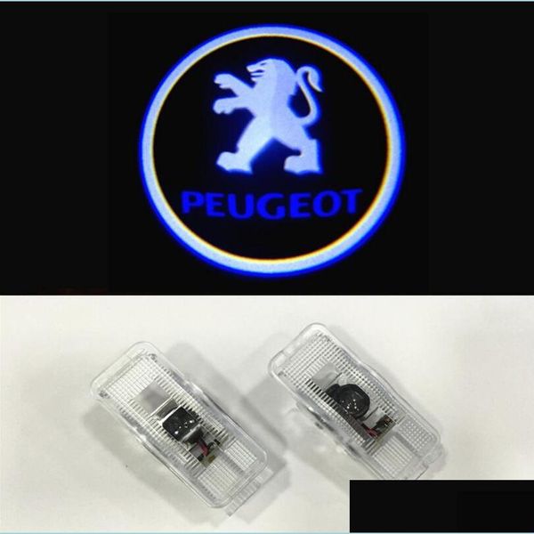 Luci decorative 2 pezzi / set per Peugeot Door Logo Proiettore di luce Wireless Ghost Shadow Lampada laser di benvenuto 508 408 308 3008 4008 5008 Dhb1H