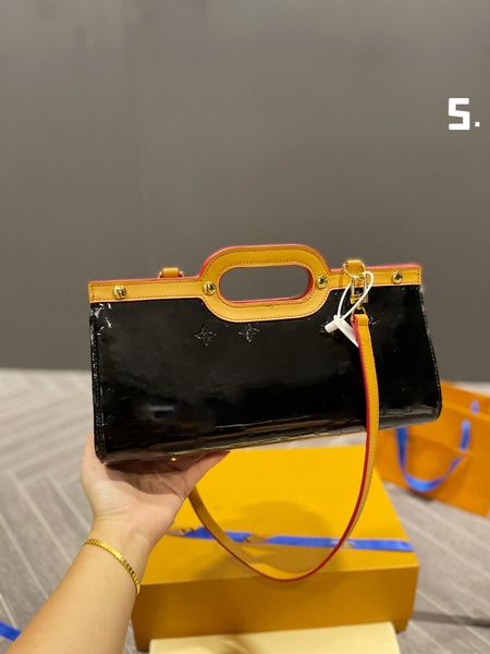 Сумка для плеча роскошная тота для кошелька бренд сумочка сумки сообщения Cluth Classic подлинная кожаная патентная патентная тепло.