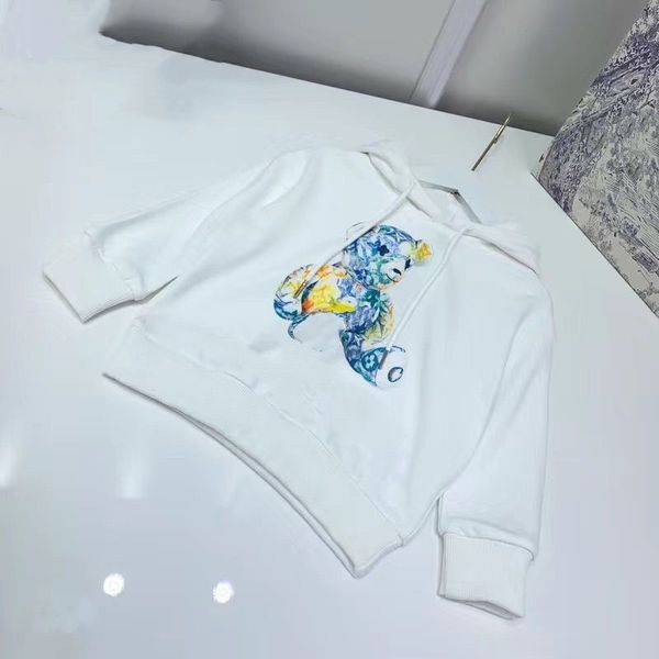 Pullover Baby Hoodies Babykleidung Mädchen Jungen Kleiden Kapuzenpullover mit Buchstaben Bunter Bär Lässiger Pullover Frühling Herbst und Winter Langarm Warm Bequem