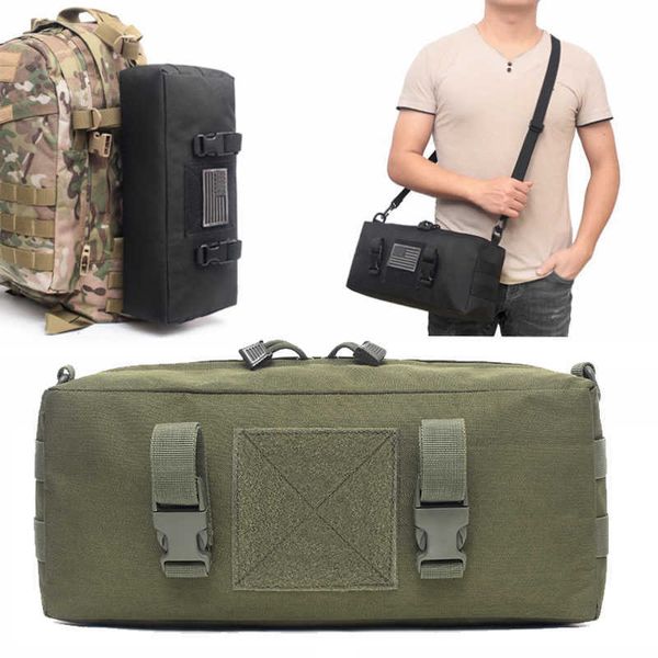 Bolsas de caminhada Backpack Milhas Táticas do Exército Molle Sistema de ombro Bolsa de ombro ao ar livre Caminhando Nylon EDC Waist Pack Acessórios de caça L221014