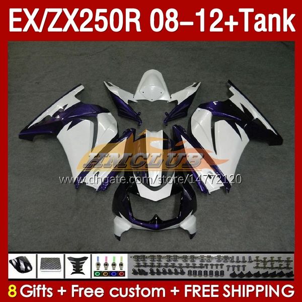 Verkleidungen Tank OEM für KAWASAKI NINJA ZX250R EX250R 08 09 10 11 12 ZX250 EX250 R 163No.58 ZX-250R 2008 2009 2010 2011 2012 EX ZX 250R 08-12 Einspritzverkleidung dunkelblau schwarz