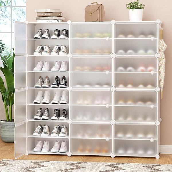 Крупная одежда кубик пластиковой пылепроницаемый шкаф для обуви DIY Multlayer Rack Shoes Organizer с дверной мебелью для домашней мебели.