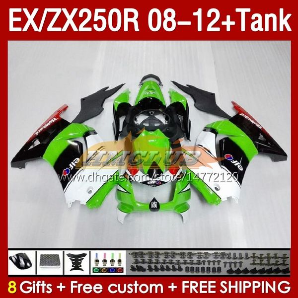 FATINGS TANK OEM para Kawasaki Ninja ZX250R EX250R 08 09 10 11 12 ZX250 EX250 R 163NO.48 ZX-250R 2008 2009 2010 2012 2012 Ex ZX 250R 08-12 Fairing Green Stock Green Stock Stock Stock