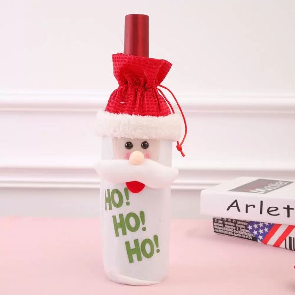 Decora￧￵es de Natal para casa Papai Noel Claus Tampa de garrafa de vinhos Snowman Snoving Presente de presente Xmas Navidad Decor feliz ano de Natal RRA522