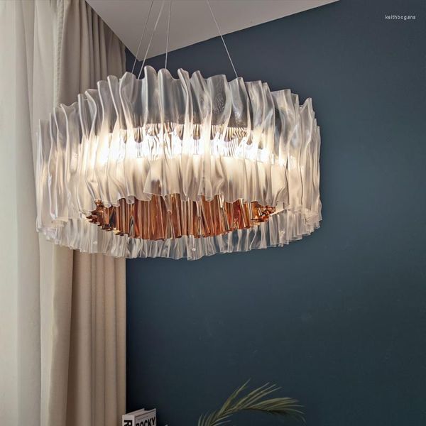 Lampadario Crystal Italy Desinger Ciondolo in acrilico Lampada a sospensione Lampade da soffitto a LED decorative Decorazioni per camere rotonde Camera da letto