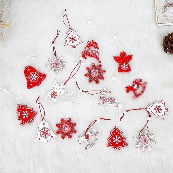 Decorazioni natalizie 12pcs Ornamenti in legno Giocattoli per bambini per l'albero di Natale Pendenti appesi Decorazione natalizia Festa a casa Anno romanzo