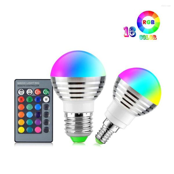 Luci notturne E27 E14 Lampada di controllo intelligente 16 Lampadina magica che cambia colore Faretto a luce dimmerabile a LED RGB con telecomando a 24 tasti