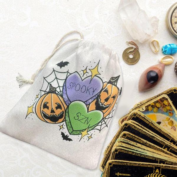 Bolsas de armazenamento Halloween drawstring Gift Pumpkin Favor Favor de pano Candy Treat Bag bolsa de joias de joias