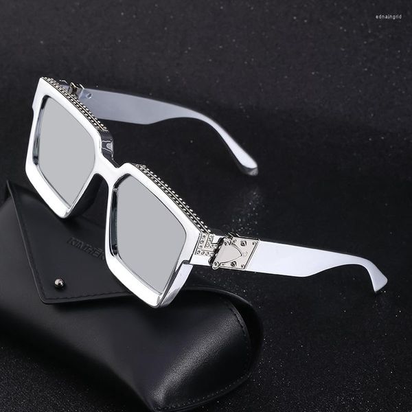 Óculos de Sol Masculino Moda Sombra Óculos Feminino Grande Quadrado Com Diamante Incrustado Milionário Gafas De Sol Luxo Designer Vintage