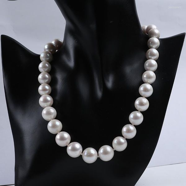 Прибытие CHOKER 13-16 мм круглая форма натуральная пресная жемчужная ожерелье Edison S925 Серебряная застежка для женщин Элегантные украшения
