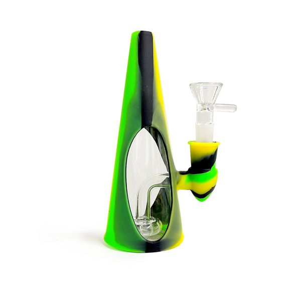 Tubos de óleo de jardim doméstico de impressão de forma de forma de silicone com coletor de néctar coletor tabaco fumando tubo de erva seca para silício Bong Glass Bubbler