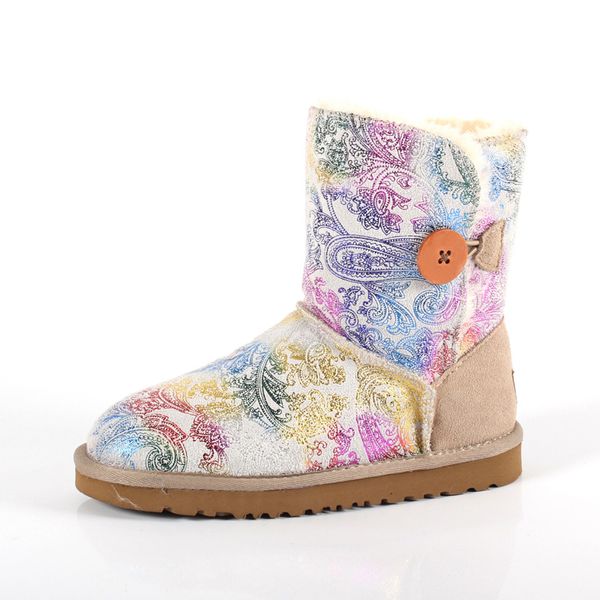 Снежные сапоги шерсть сохраняют теплую обувь Дизайнерские кроссовки мужчины женский бормочный песчаный цвет красный розовый синий пурпурный леопардовый шлюш плюшевый обувь G580-3 размер 35-45 Nice Qu