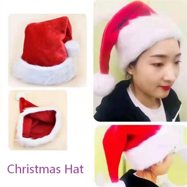 Cappelli per feste di Natale Rosso Blu Verde Nero Cappello di Natale in peluche per bambini per adulti Cappello di Babbo Natale Decorazioni natalizie T9I002122