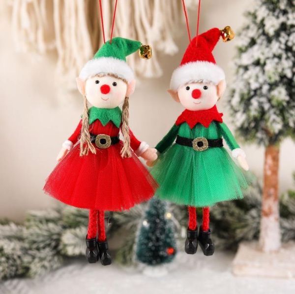 Decorazione per bambole elfo di Natale Adorabile ragazzo e ragazza Albero di Natale Ornamento di Capodanno Regali per la casa SN4726