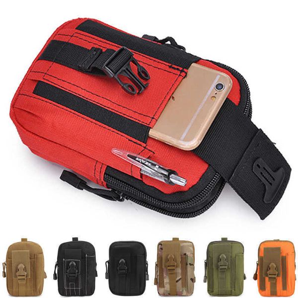 Bolsas de caminhada para homens ao ar livre Macaco de cintura Bum Bum Bolsa EDC Pouch Tactical Militar Sport Belt Belt Molle Sacos de celular Molle