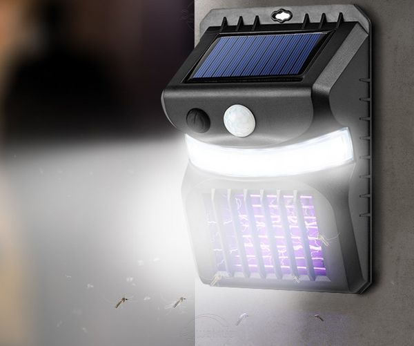 2 em 1 Solar Street Light Light Mosquito Killer Lâmpadas PIR Sensor de movimento da parede Luz de lâmpada de matança de choque elétrico ultravioleta