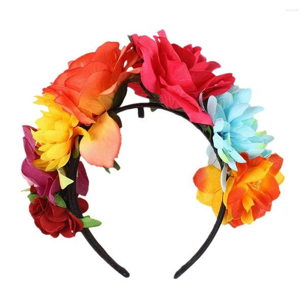 Fiori decorativi Fascia per capelli Fiore Copricapo per capelli Festival floreali Festa del cerchio morto Adorabile ghirlanda Costume Hawaii Bomboniere Rosa tropicale