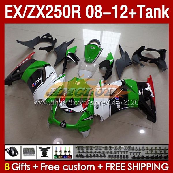 Kawasaki Ninja Ex250R ZX250R 2009 için Enjeksiyon Fairings Tank 2010 2011 2012 ZX250 EX250 R 163No.89 ZX-250R 08-12 EX ZX 250R 08 09 10 11 12 OEM Kaplama Yeşil Stok