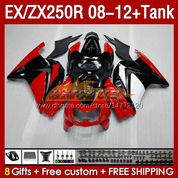 Tanque de atendimento OEM para Kawasaki Ninja ZX250R EX ZX 250R ZX250 EX250 R 08-12 163NO.56 EX250R 08 09 10 11 12 ZX-250R 2008 2009 2010 2010 2012 Fairing Fairing Factory Red