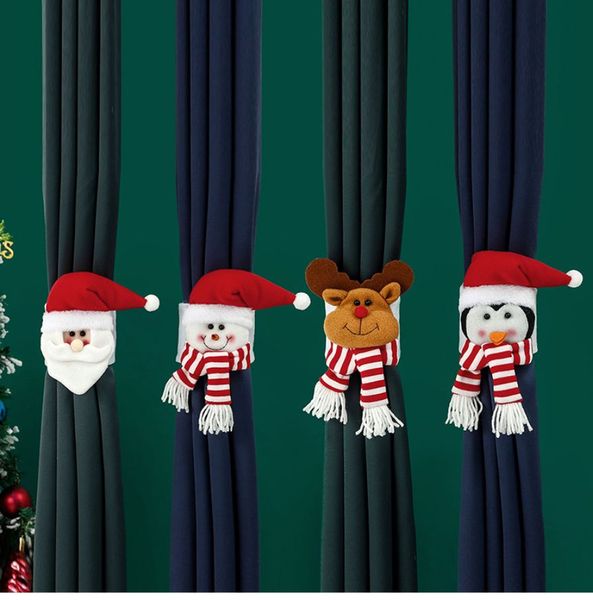 Cartum criativo de Natal Papai Noel Claus Elk Snowman Doll Curtain Buckle Feliz Decorações de Natal para Ornamentos de Natal para casa FY7984
