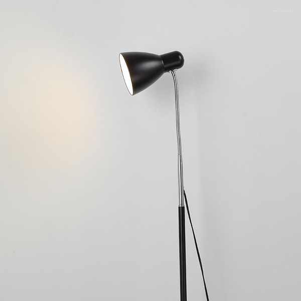 Tischlampen Schwarz-Weiß-Einfache Schlafzimmer-Stehlampe E27-Kopf Höhenverstellbar Dreigang-Dimmung Vertikal L1006