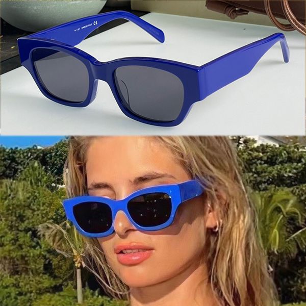 Ano Novo Presente Gato Olhos dos Olhos dos Olhos Sun Glasses Moda Azul Real Amarelo Preto Preto Pequeno Rectango BB Mulheres Mulheres 2022 Design da marca Ladies Skinny Outdoor Compra Sombro Retro