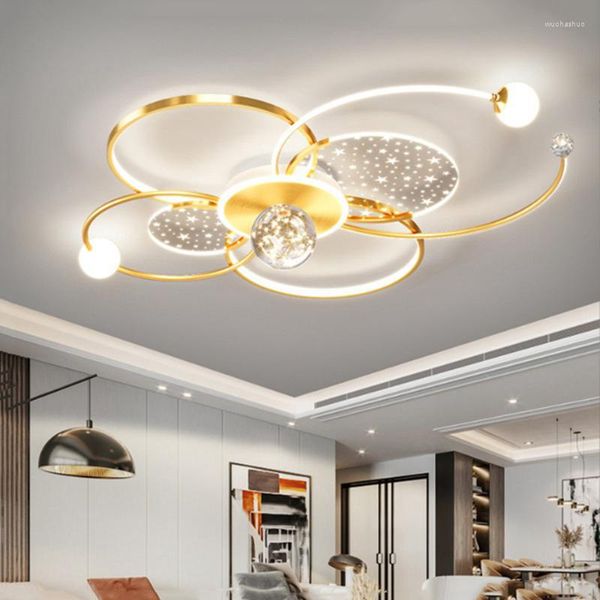 Plafoniere Modern Gypsophila Lampadario per soggiorno Lampada decorativa per interni intelligente con telecomando Elegante lampada da sala minimalista