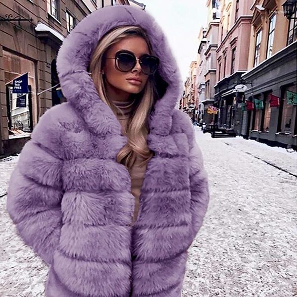 Mulheres de pêlo feminino full women fluffy quente manga comprida roupas de roupas outono de inverno jaqueta de inverno