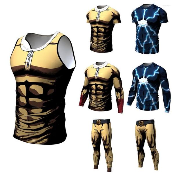 T-shirt da uomo Camicia di compressione Allenamento Allenamento Fitness Uomo Cosplay Rashgard Plus Size Bodybuilding Stampato 3D Top sportivi per uomo