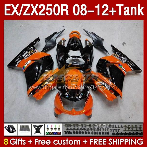 Tanque de atendimento OEM para Kawasaki Ninja ZX250R EX ZX 250R ZX250 EX250 R 08-12 163NO.45 EX250R 08 09 10 11 12 ZX-2000R 2008 2009 2010 2010 2012 Fairing Stock Orange Stock