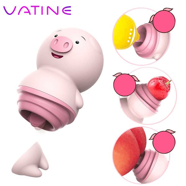 Schönheitsartikel VATINE Nettes Schwein Zunge lecken Vibrator sexy Spielzeug für Frau 6 Modi Nippelmassagegerät Klitoris Stimulator Weiblicher Masturbator