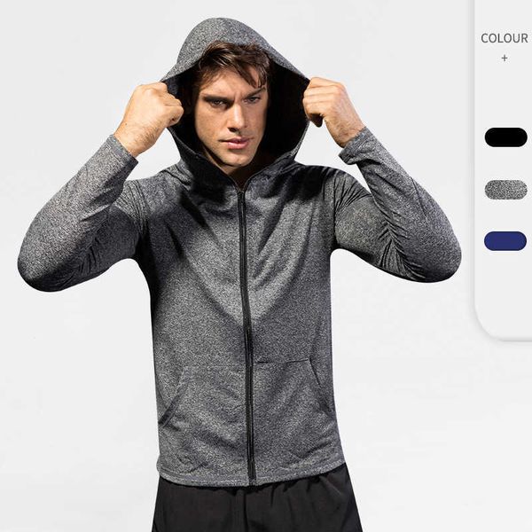 Jackets masculinos Casaco esportivo masculino Fitness Treinamento Treinamento de manga comprida Jaqueta à prova de vento Zipper casual capuz casual casaco T2221017