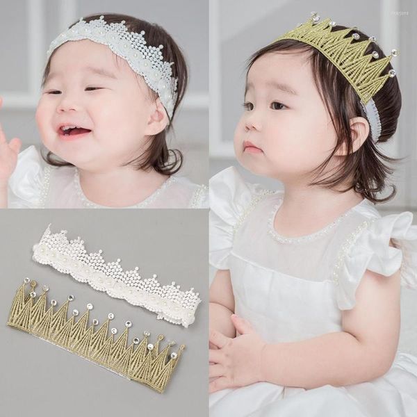 Haarschmuck 1 Stück Krone Geburtstagsfeier Baby Spitzenstirnband Mädchen Säuglingskleidung Band Geborene Kopfbedeckung Kinder Haarband