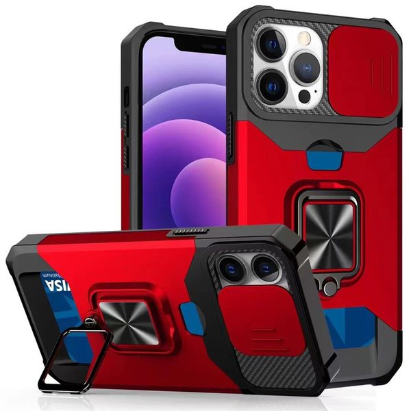 Kart Tutucu Manyetik Yüzük İPhone 14 Pro Max Samsung Galaxy A23 A03S S22 Google Pixel 7 Moto G 5G 2022 Lens Koruma Zırh Kapakları