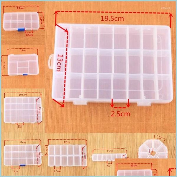 Sacchetti di gioielli sacchetti di gioielleria 8 stili compartimenti trasparenti organizzatore di scatola di plastica organizzatore contenitore ER per dro dhsgi