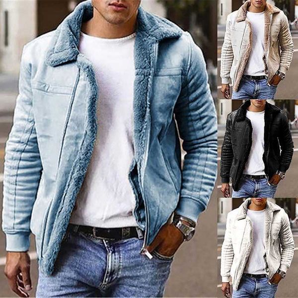 Männer Pelz Kunstpelz Männer Lederjacken Oberbekleidung Warme Denim Mäntel Neue Männer Große Größe Wolle Liner Dickere Winter Denim Jacken Kunstpelz Kragen Mäntel T221007