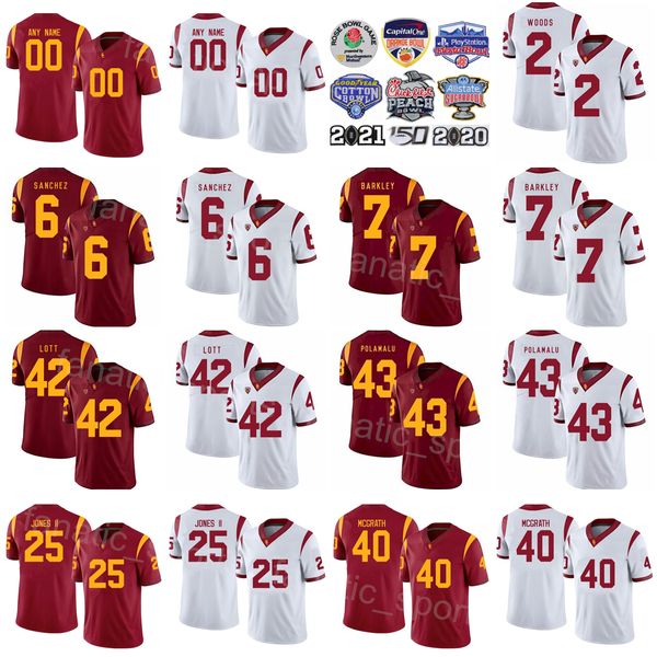 NCAA Football USC Trojans College Jersey University 13 Caleb Williams 26 Travis Dye 6 Austin Jones 3 Addison 4 Williams 18 Eric Gentry 53 Shane Lee Sport Team Red White