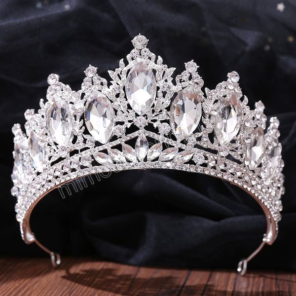 Büyük Barok Kristal Tiaras Düğün Taç Gelinler İçin Kadın Saç Aksesuarları Başlıklar Prenses Doğum Günü Hediyesi