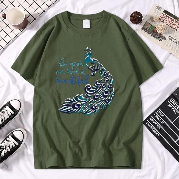 Camisetas masculinas de pavão bela pavão impressão de animais tsshirt homens simplicidade redonda colamise