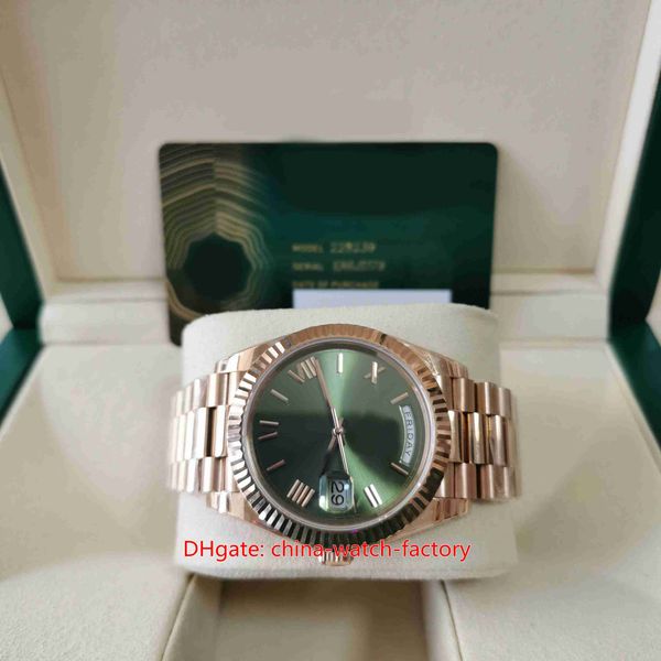 Orologio da uomo EW Factory Super Quality 40mm 228239 President Green Roman Dial Orologi in oro rosa 18 carati CAL.3255 Movimento meccanico automatico Orologio da polso da uomo