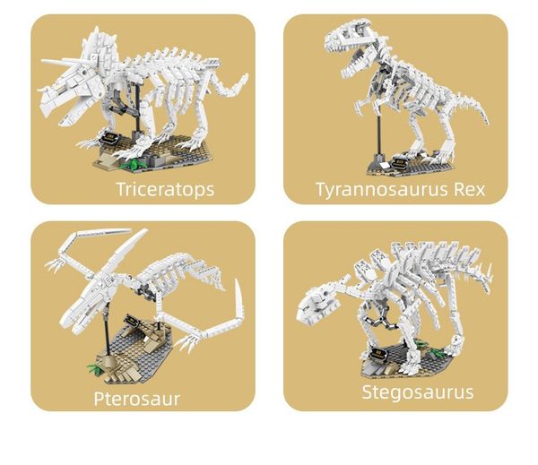 Toptan V8 Motor Model Kiti Fosil İskeletler Modeli Jurassic Aydınlık Dinozor Oyuncaklar Yapı Taşları Çocuk Meclisi DIY Cadılar Bayramı İskeleti