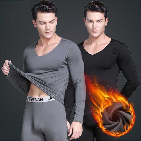 Herren-Nachtwäsche, Winterunterwäsche, lange Unterhosen, warme Thermo-Unterwäsche-Set für Männer, dünnes Fleece, elastisch, weich, V-Ausschnitt, Unterhemd, Unterhose, T221017