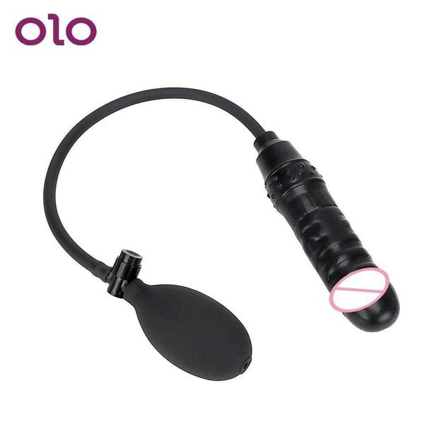 Itens de beleza Olo preto anal plug de bujão inflável vibrador inflável pênis falso vibrador enorme com brinquedos sexy de bomba para mulheres masturbação feminina