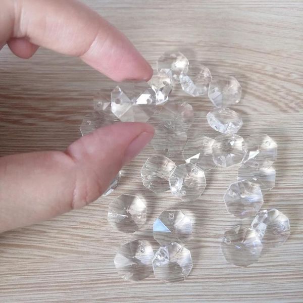 Люстра Crystal Camal 20pcs прозрачные 14 -миллиметровые восьмиугольные бусины Два отверстия призма лампы аксессуары Diy Свадебная центральная часть