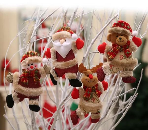 Natal pingente de pelúcia papai noel boneco de neve elk ursos pendurado ornamento árvore brinquedos xmas pelúcia boneca pingentes decorações parede material fy7982