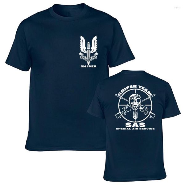 Camisetas masculinas SAS Serviço Aéreo Especial Serviço Britânico Forças do Exército Sniper Camisa de algodão de algodão curta T-shirt Adlut Top Top Tee